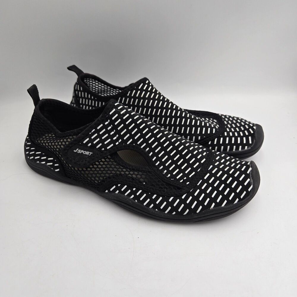 J Sport By Jambu Women's Size 9 M Sandals Water Shoes Slip-On Black White